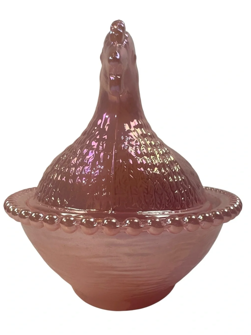 Rose’s Closet Pink Carnival Glass Hen on Nest 3 1/2” tall 4 3/4” long New - Picture 3 of 10